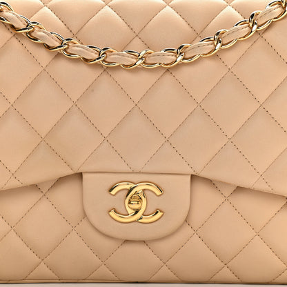 Chanel Lambskin Quilted Jumbo Double Flap Beige 10 of 10