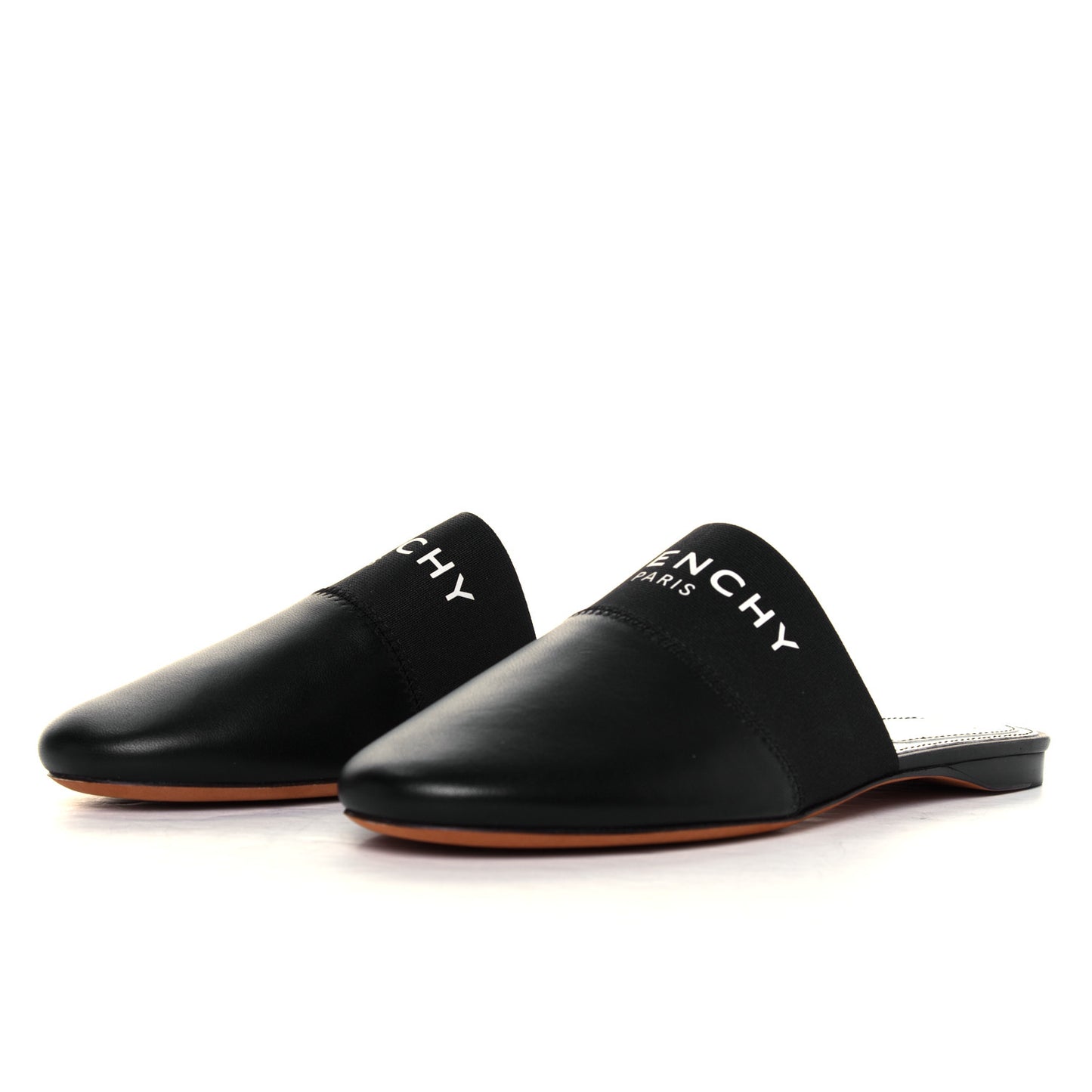 Calfskin Bedford Logo Mule Slides 36.5 Black