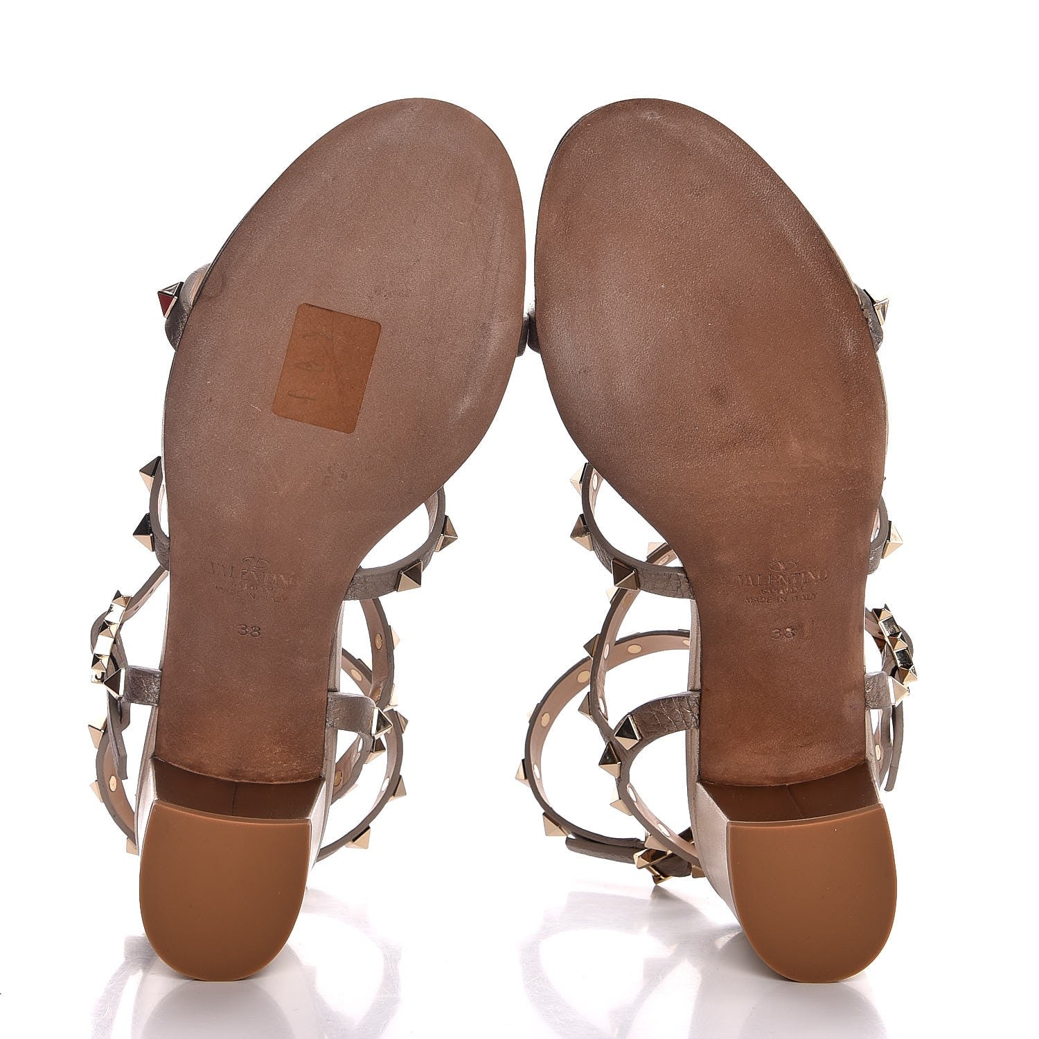 Valentino Garavani Metallic Pebbled Calfskin Rockstud 60mm City Sandals 38 Skin 5 of 8