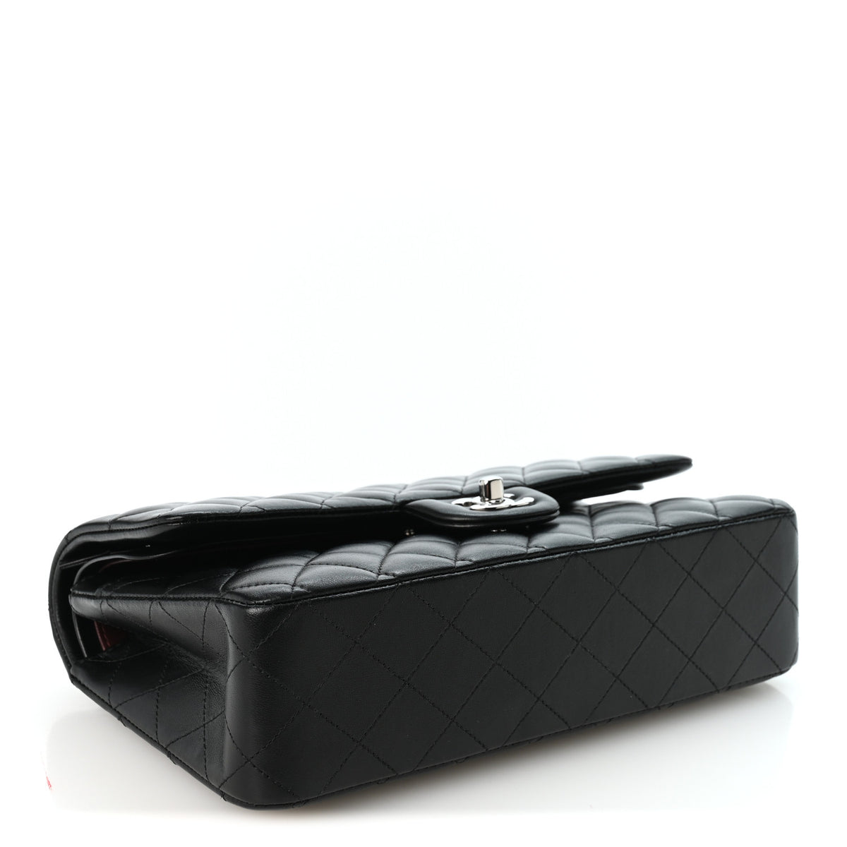 Lambskin Quilted Medium Double Flap Black
