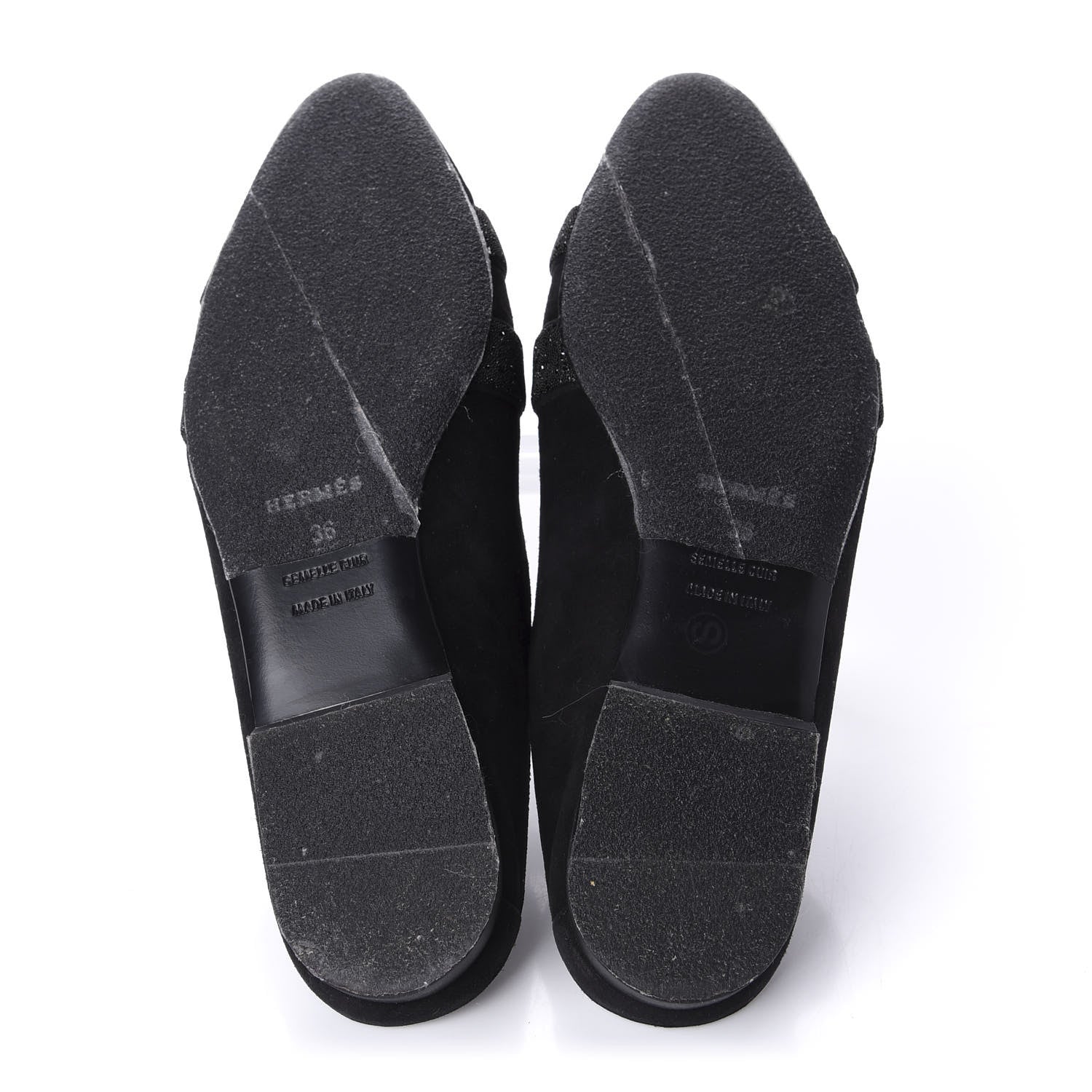 Hermes Suede Goatskin Crystal Roxane Mules 36 Black 5 of 8