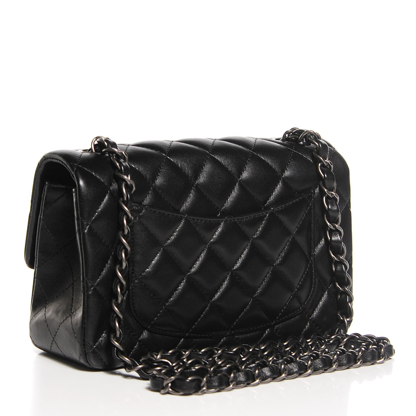 Lambskin Quilted Mini Rectangular Flap Black