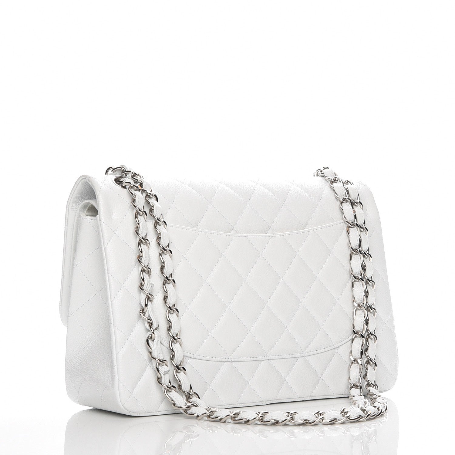 Chanel Caviar Quilted Jumbo Double Flap White 3 of 8