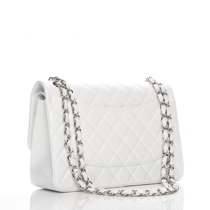 Chanel Caviar Quilted Jumbo Double Flap White 3 of 8
