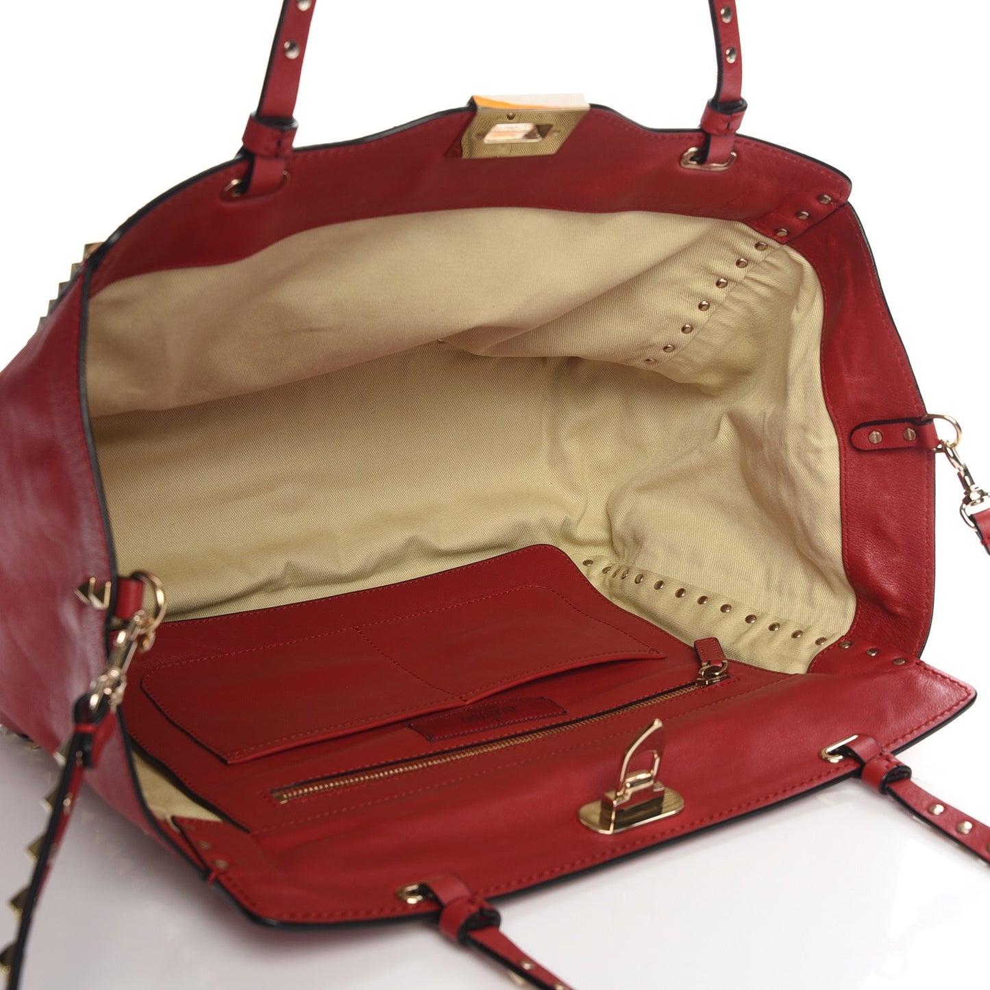 Vitello Medium Rockstud Tote Rosso Valentino