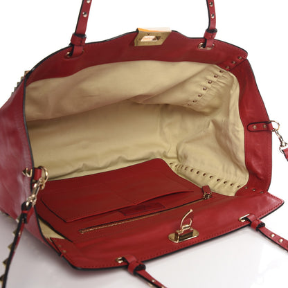Valentino Garavani Vitello Medium Rockstud Tote Rosso Valentino 6 of 8