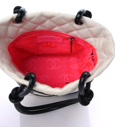 Chanel Calfskin Quilted Medium Cambon Tote White Black 13 of 17