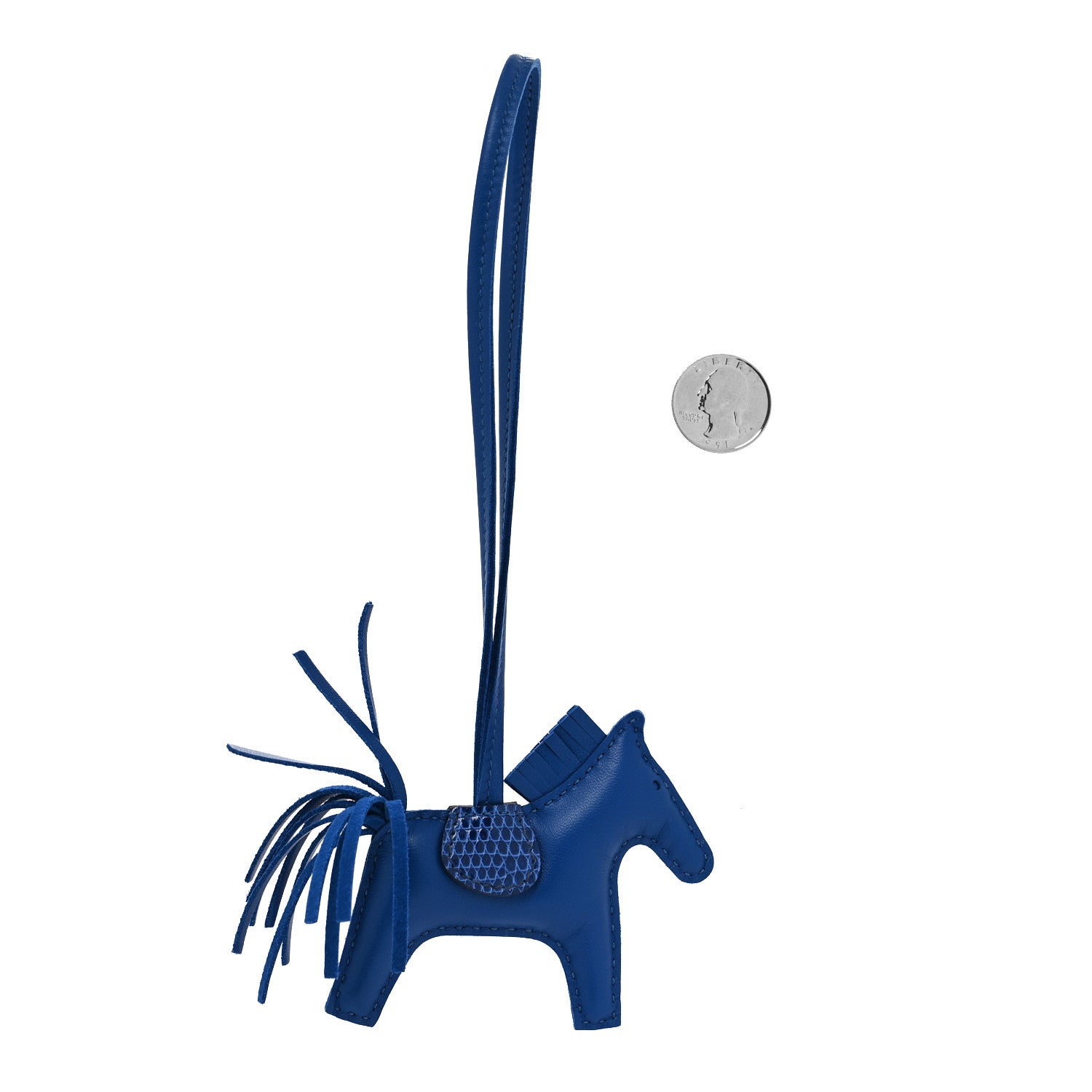 Hermes Milo Lambskin Lizard Touch Grigri Rodeo Horse Bag Charm PM Bleu France Bleu Saphir 2 of 3