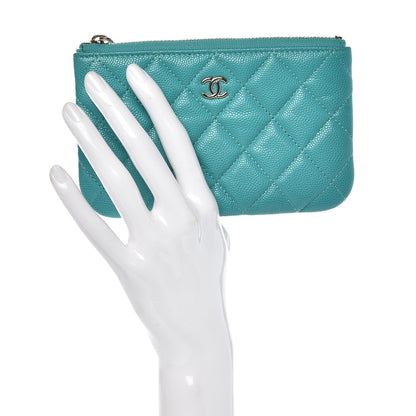 Chanel Caviar Quilted Small Cosmetic Case Turquoise 2 of 8