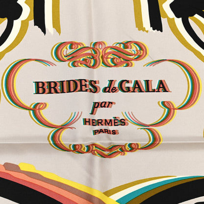 Hermes Silk Brides De Gala Shadow Scarf 90 Beige Ebene Jaune 3 of 8