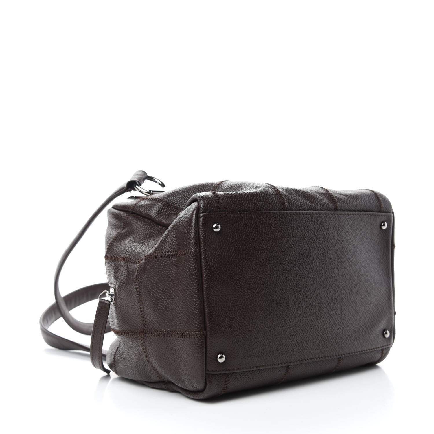 Chanel Caviar Square Stitched Bowler Dark Brown 4 of 11