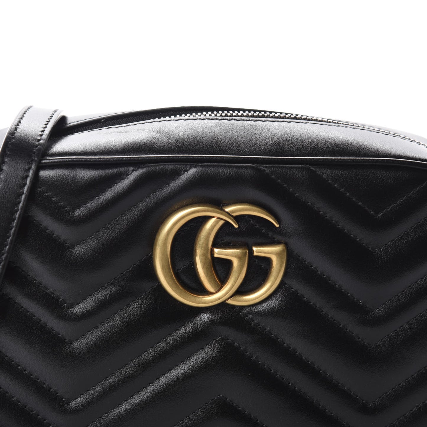Calfskin Matelasse Small GG Marmont Chain Shoulder Bag Black