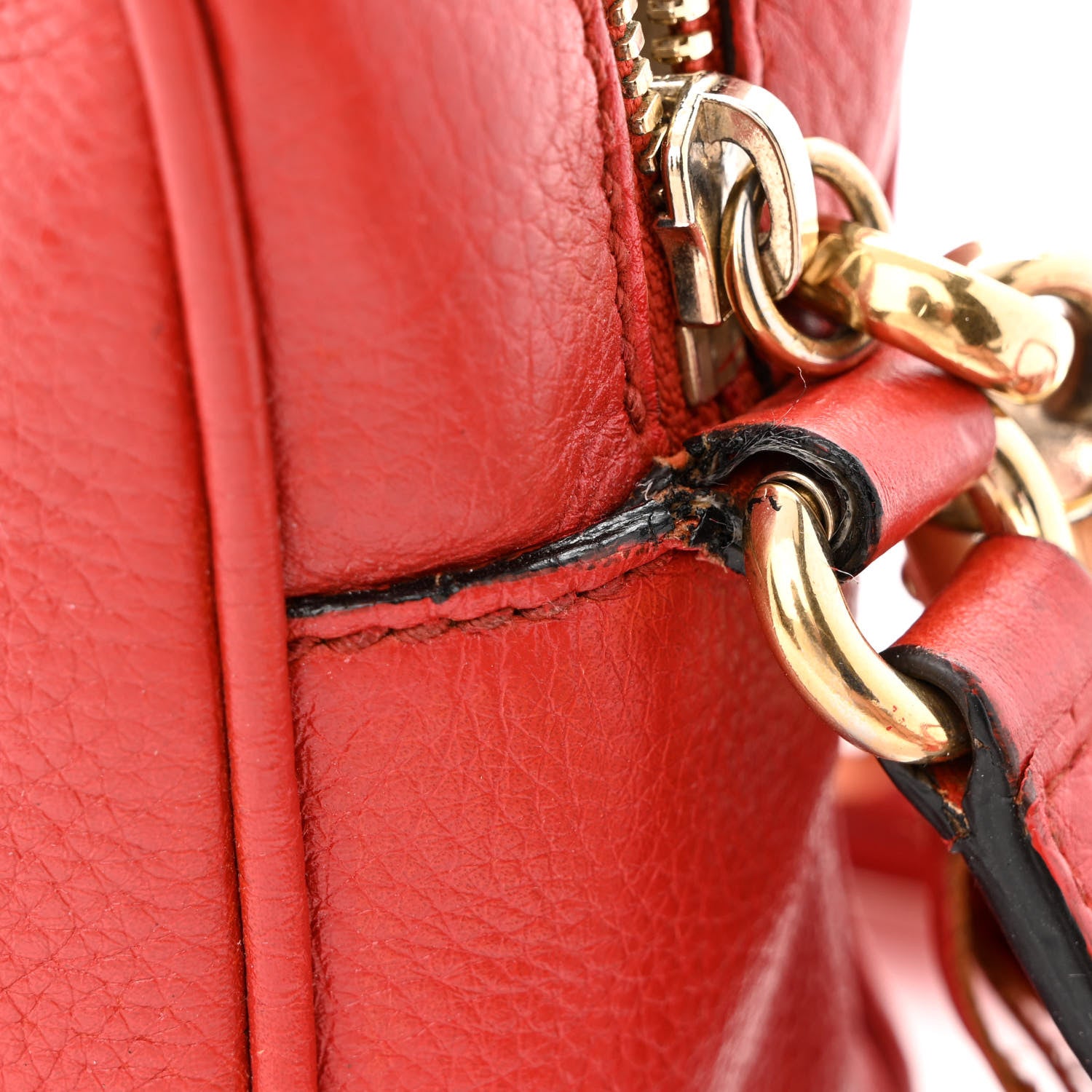 Gucci Pebbled Calfskin Small Soho Disco Bag Tabasco Red 13 of 18