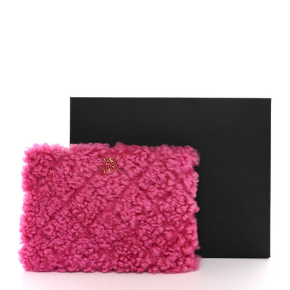 Chanel Shearling Sheepskin Large Chanel 19 Cosmetic Case Pink 9 of 9