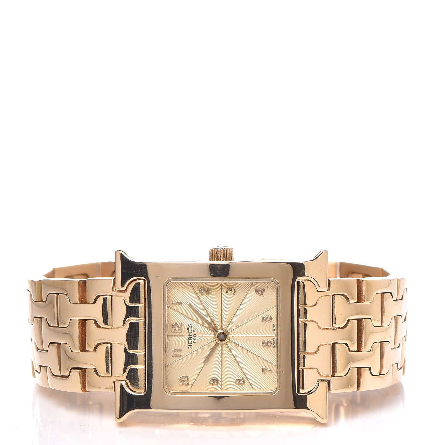 Hermes 18K Yellow Gold 21mm Heure H Hour Quartz Watch 3 of 6