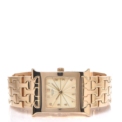 Hermes 18K Yellow Gold 21mm Heure H Hour Quartz Watch 3 of 6