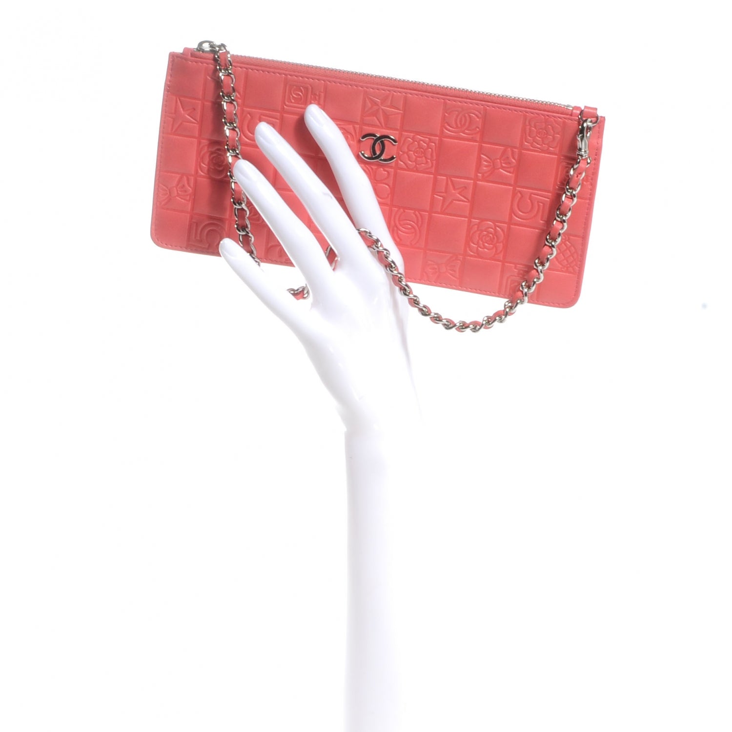Chanel Lambskin Precious Symbols Pochette Coral 2 of 7