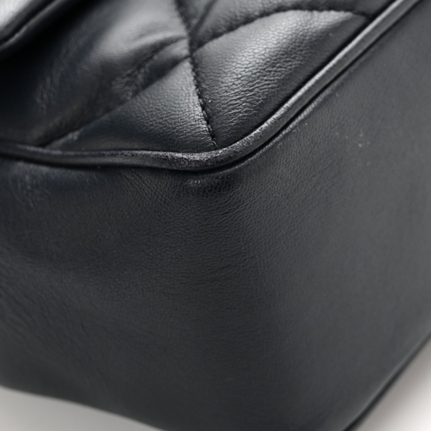 Lambskin Quilted Easy Carry Flap Navy