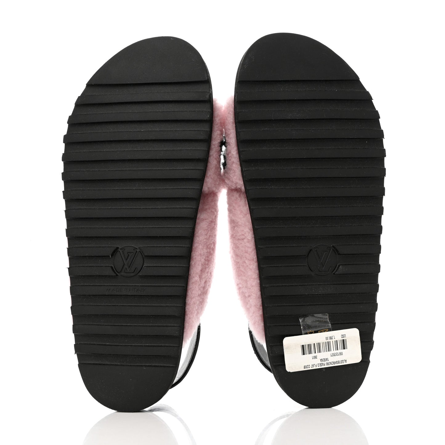 Shearling Calfskin Paseo Flat Comfort Sandal 39 Pink