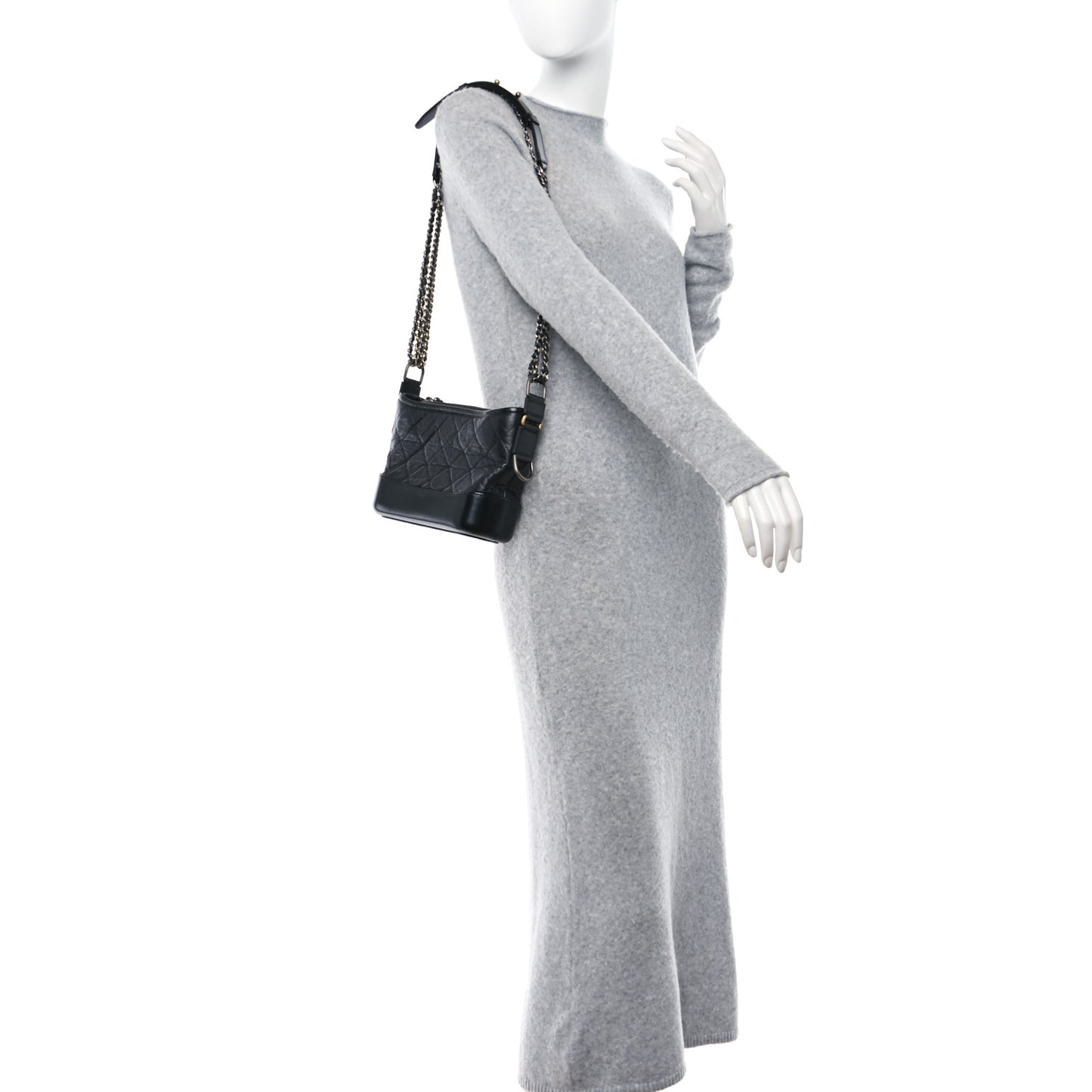 Aged Calfskin Quilted Small Gabrielle Hobo Black