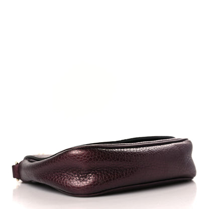 Gucci Metallic Pebbled Calfskin Small Soho Flap Crossbody Burgundy 4 of 9