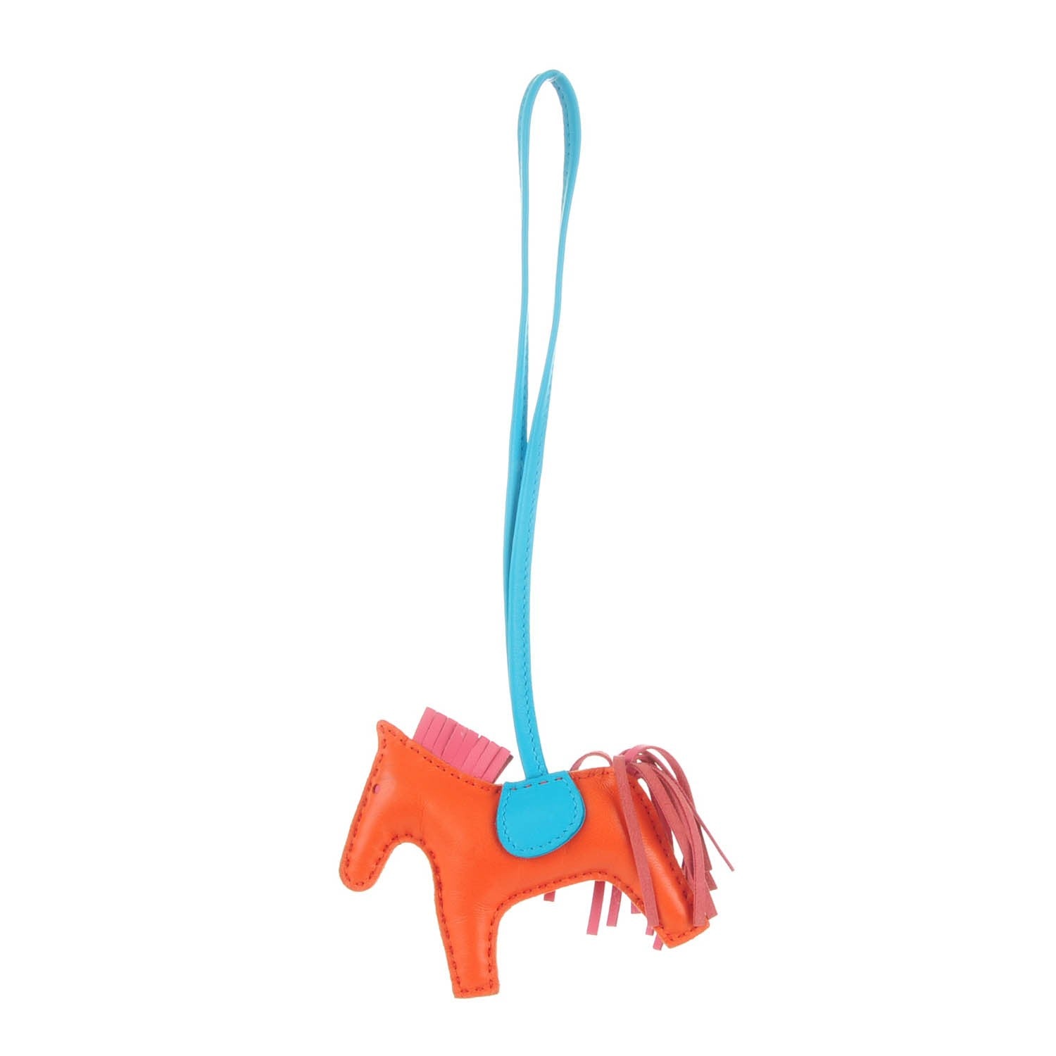 Hermes Milo Lambskin Grigri Rodeo Horse Bag Charm PM Orange Poppy Rose Azalee Bleu Azteque 1 of 5