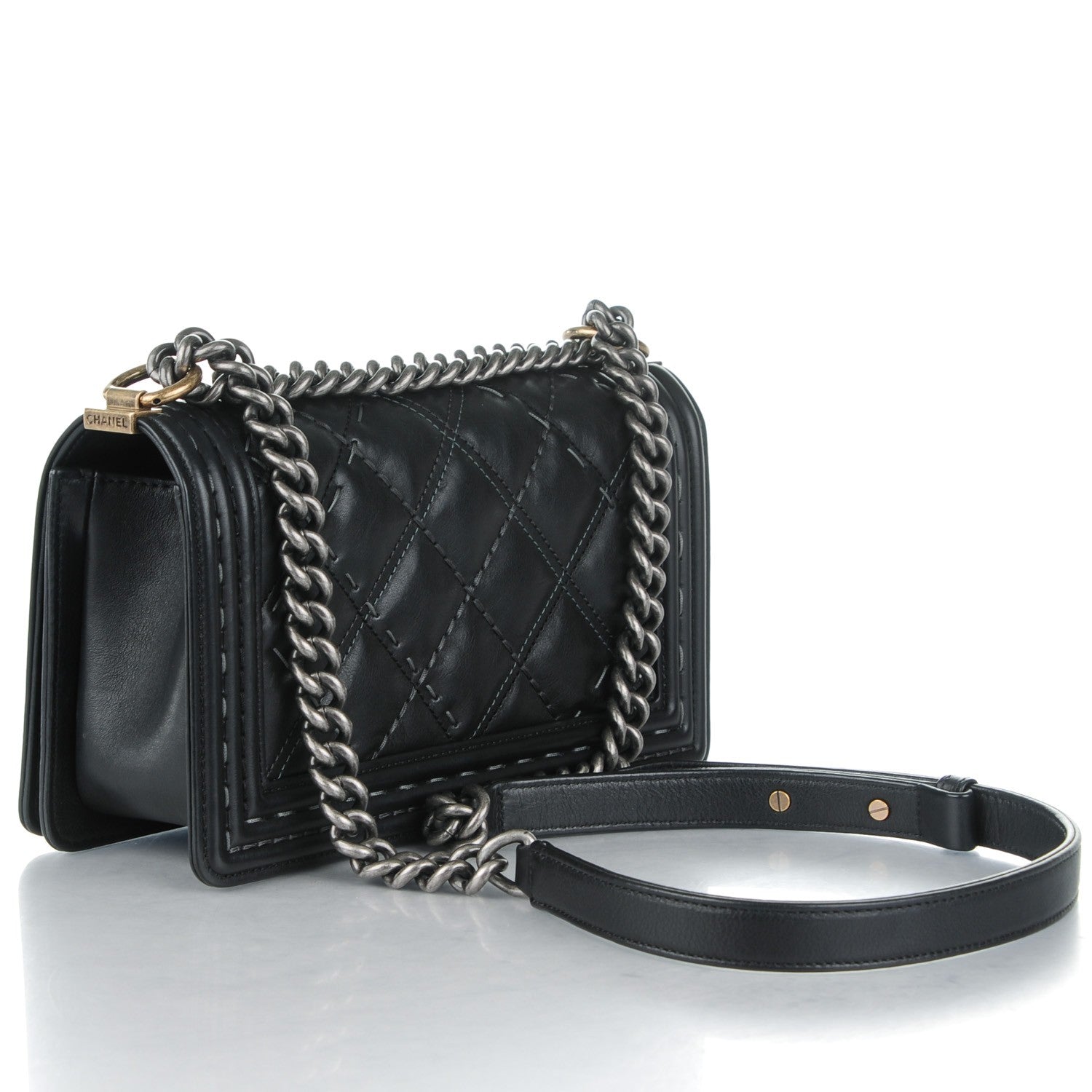 Chanel Calfskin Stitched Medium Boy Flap Black 3 of 8