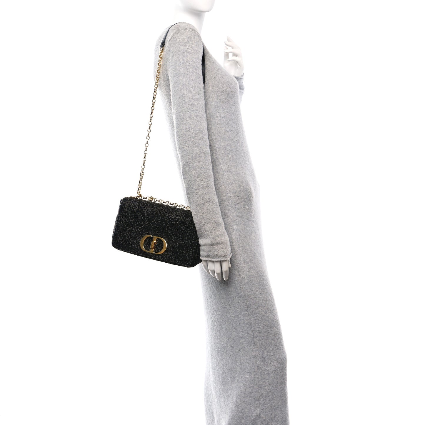 Beaded Checkered Medium Caro Bag Black