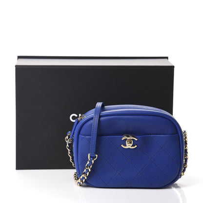 Chanel Goatskin Quilted Small Casual Trip Camera Case Blue 11 of 11