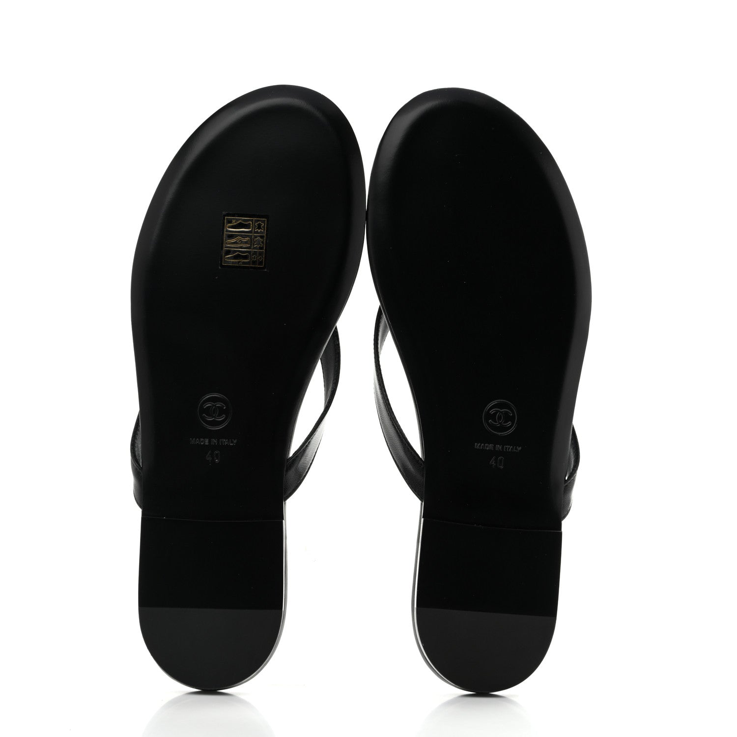Chanel Shiny Lambskin Crystal CC Thong Sandals 40 Black 6 of 11