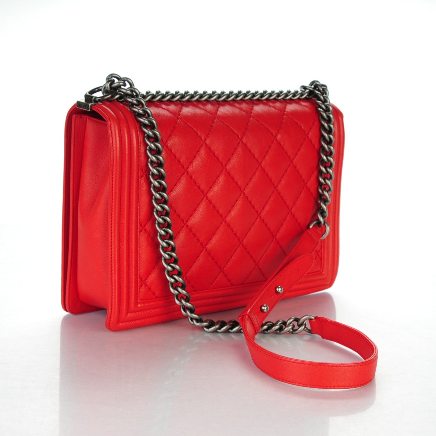 Chanel Calfskin Quilted Double Stitch Large Boy Flap Red 2 of 22
