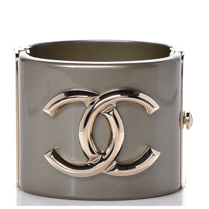 Chanel Resin CC Cuff Gold Pearly White 1 of 12