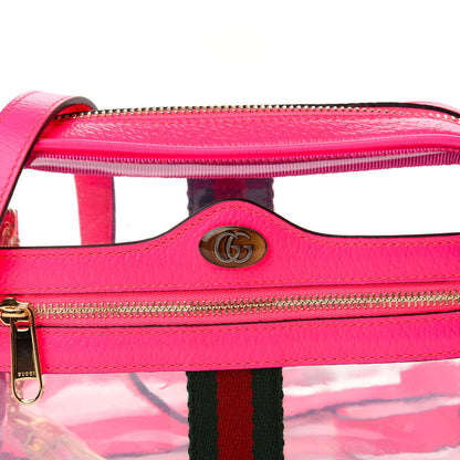 Gucci Vinyl Web Mini Ophidia Transparent Shoulder Bag Fluorescent Fuchsia 9 of 10