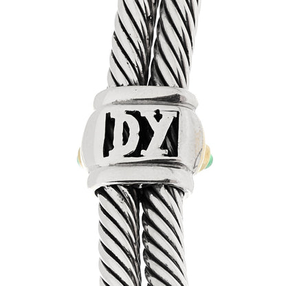 David Yurman Sterling Silver 14K Yellow Gold Amethyst Green Onyx Renaissance Cable Choker Necklace 4 of 5
