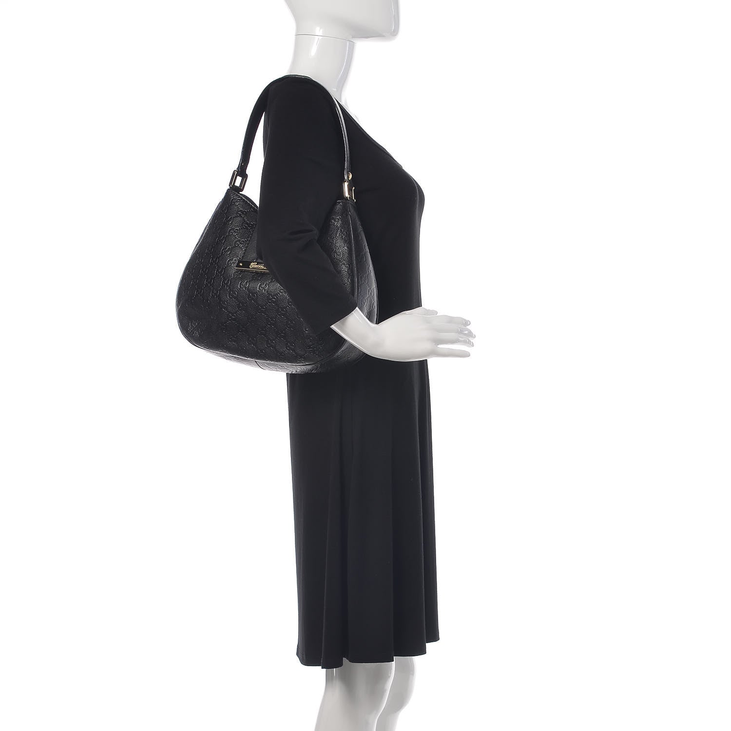 Gucci Guccissima Medium New Ladies Web Hobo Black 2 of 10
