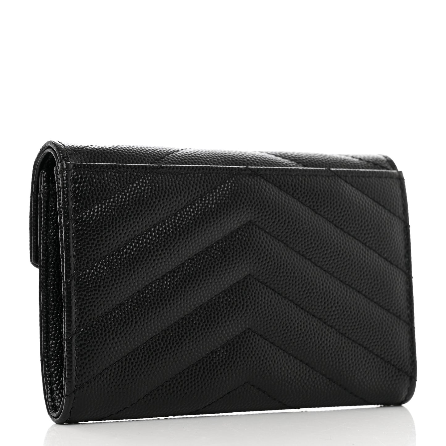 Grain De Poudre Matelasse Chevron Small Monogram Envelope Wallet Black