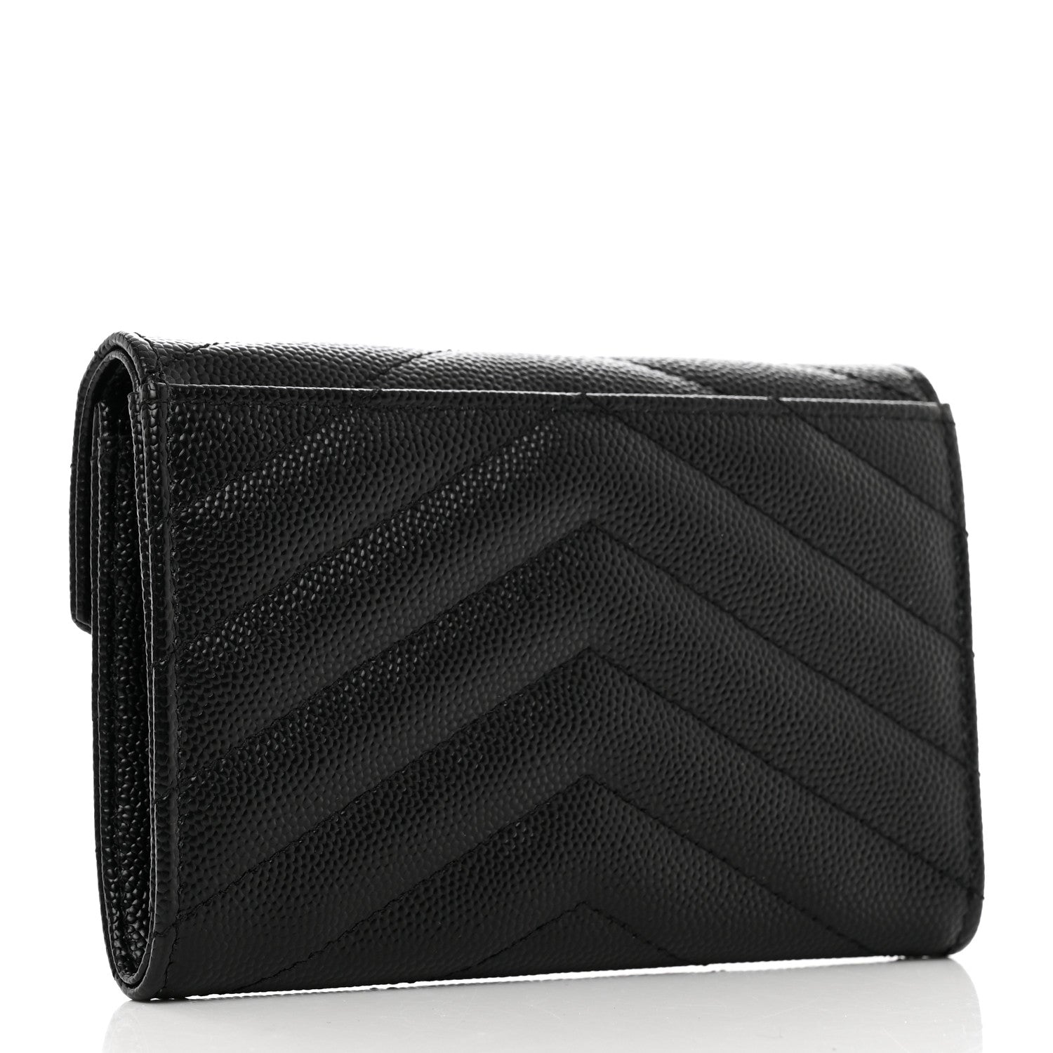 Saint Laurent Grain De Poudre Matelasse Chevron Small Monogram Envelope Wallet Black 3 of 8