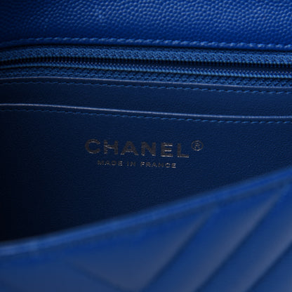 Chanel Caviar Chevron Quilted Mini Rectangular Flap Blue 6 of 11