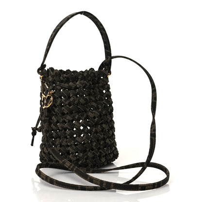 Fendi Fabric Jacquard F is Fendi FF 1974 Woven Knotted Mini Mon Tresor Bucket Bag Tabacco Moro 3 of 10
