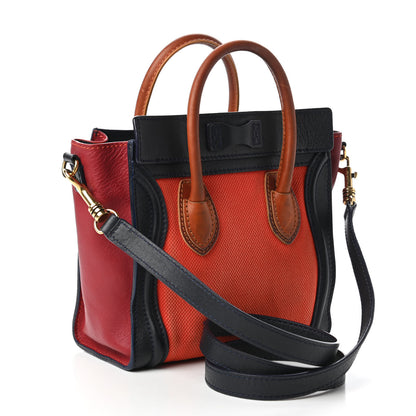 Celine Calfskin Linen Nano Tri-Color Luggage Poppy 3 of 11