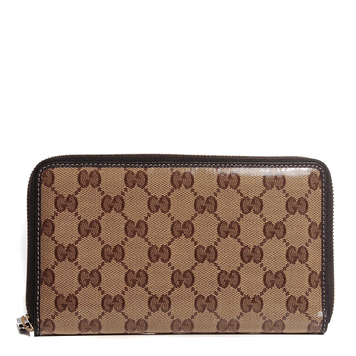 Gucci Crystal Monogram Zip Around Travel Wallet Beige Brown 1 of 8