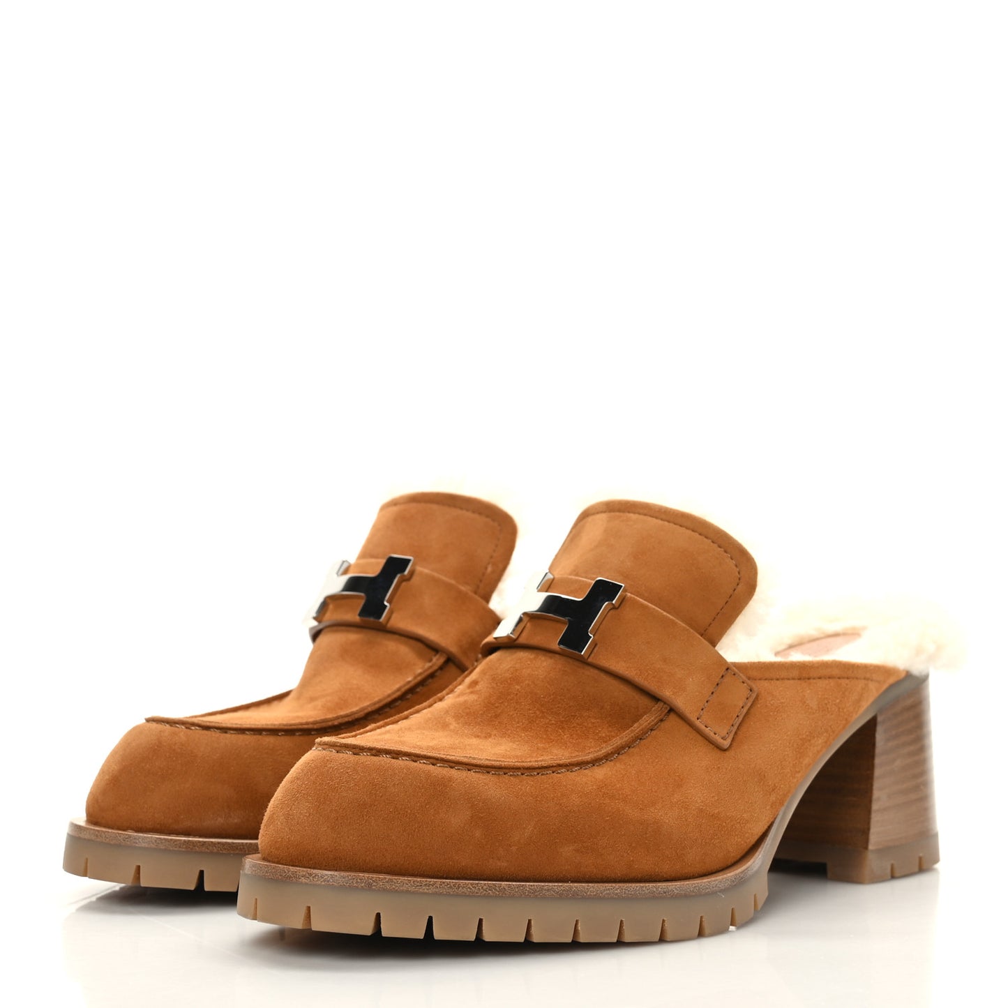 Suede Goatskin Woolskin Flore 60 Mules 39 Brun Amourette Ecru