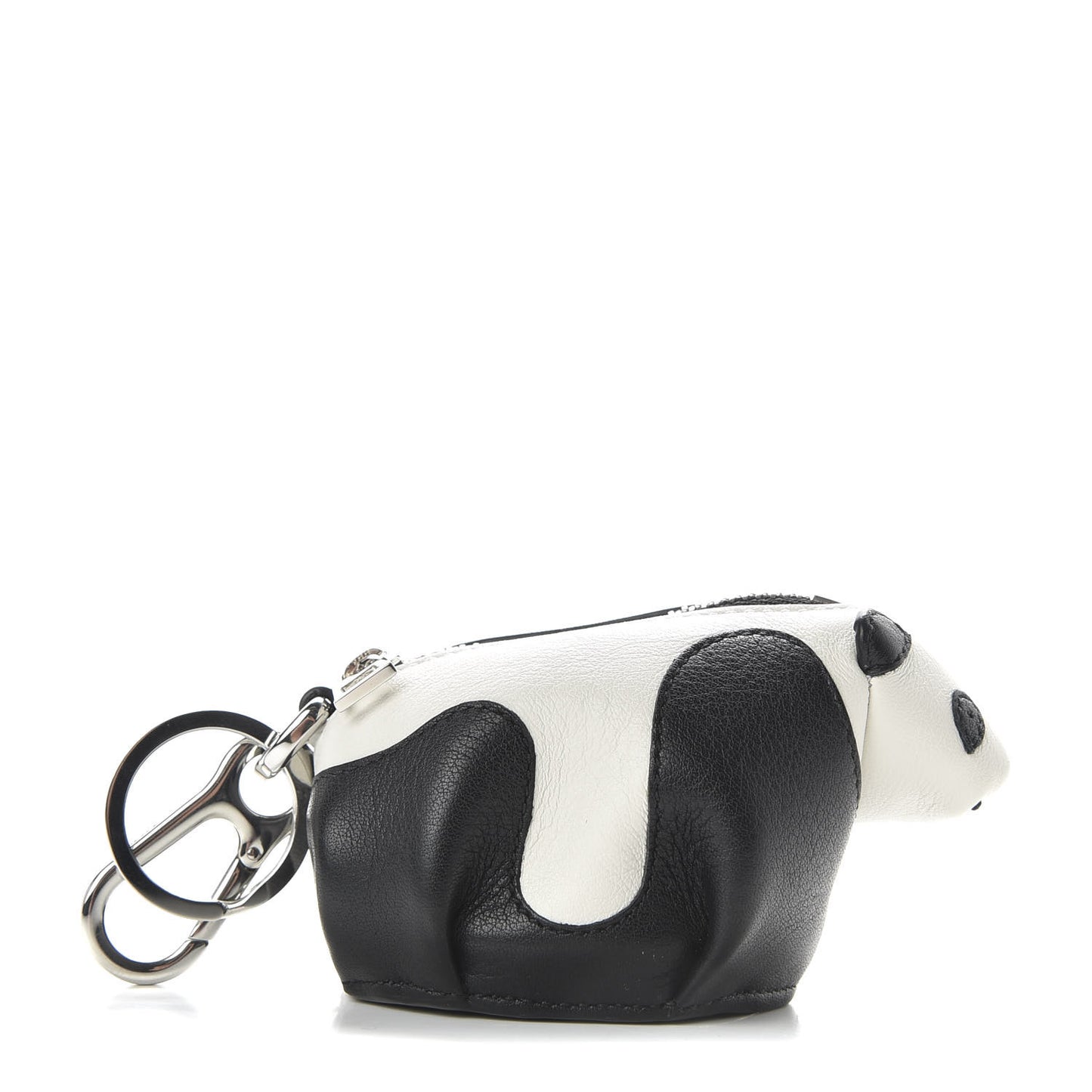 Calfskin Panda Coin Pouch Bag Charm Key Holder Black White