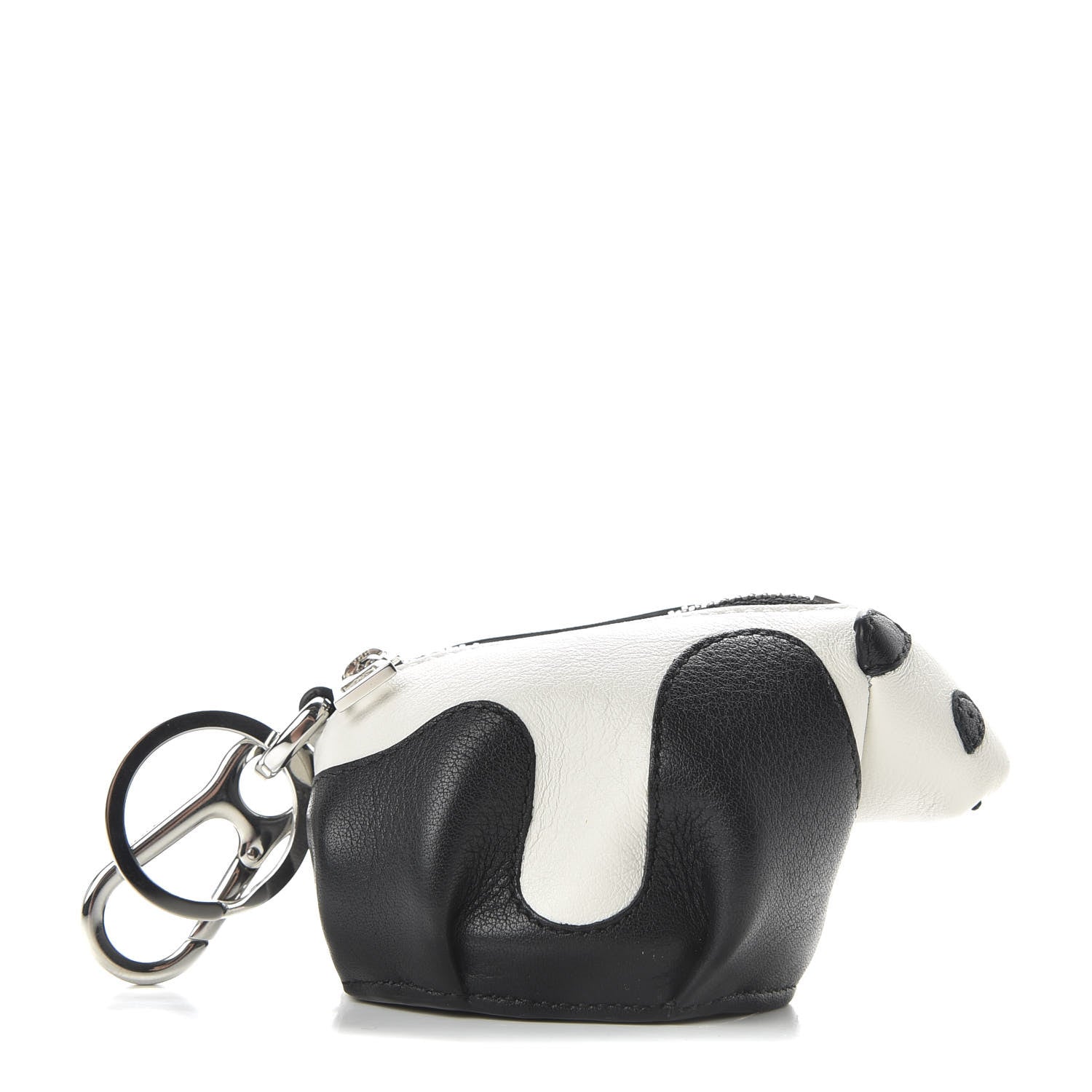 Loewe Calfskin Panda Coin Pouch Bag Charm Key Holder Black White 1 of 8