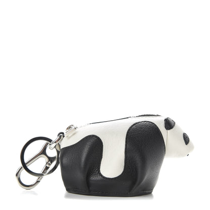 Loewe Calfskin Panda Coin Pouch Bag Charm Key Holder Black White 1 of 8