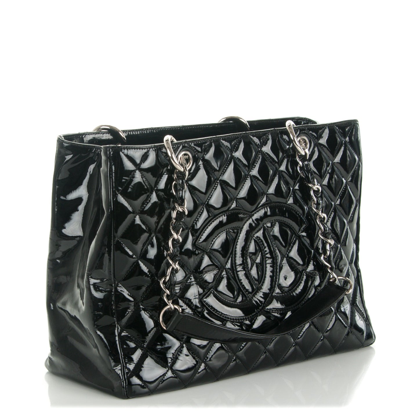 Patent Quilted Grand Shopping Tote GST Black