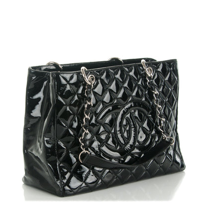 Chanel Patent Quilted Grand Shopping Tote GST Black 8 of 11