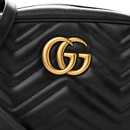Gucci Calfskin Matelasse Small GG Marmont Chain Shoulder Bag Black 8 of 11