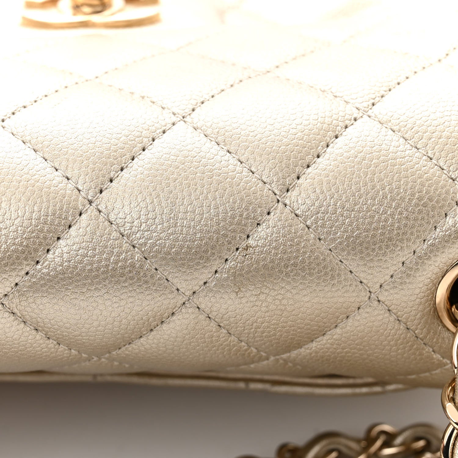 Chanel Metallic Caviar Quilted Mini Rectangular Flap Gold 11 of 12