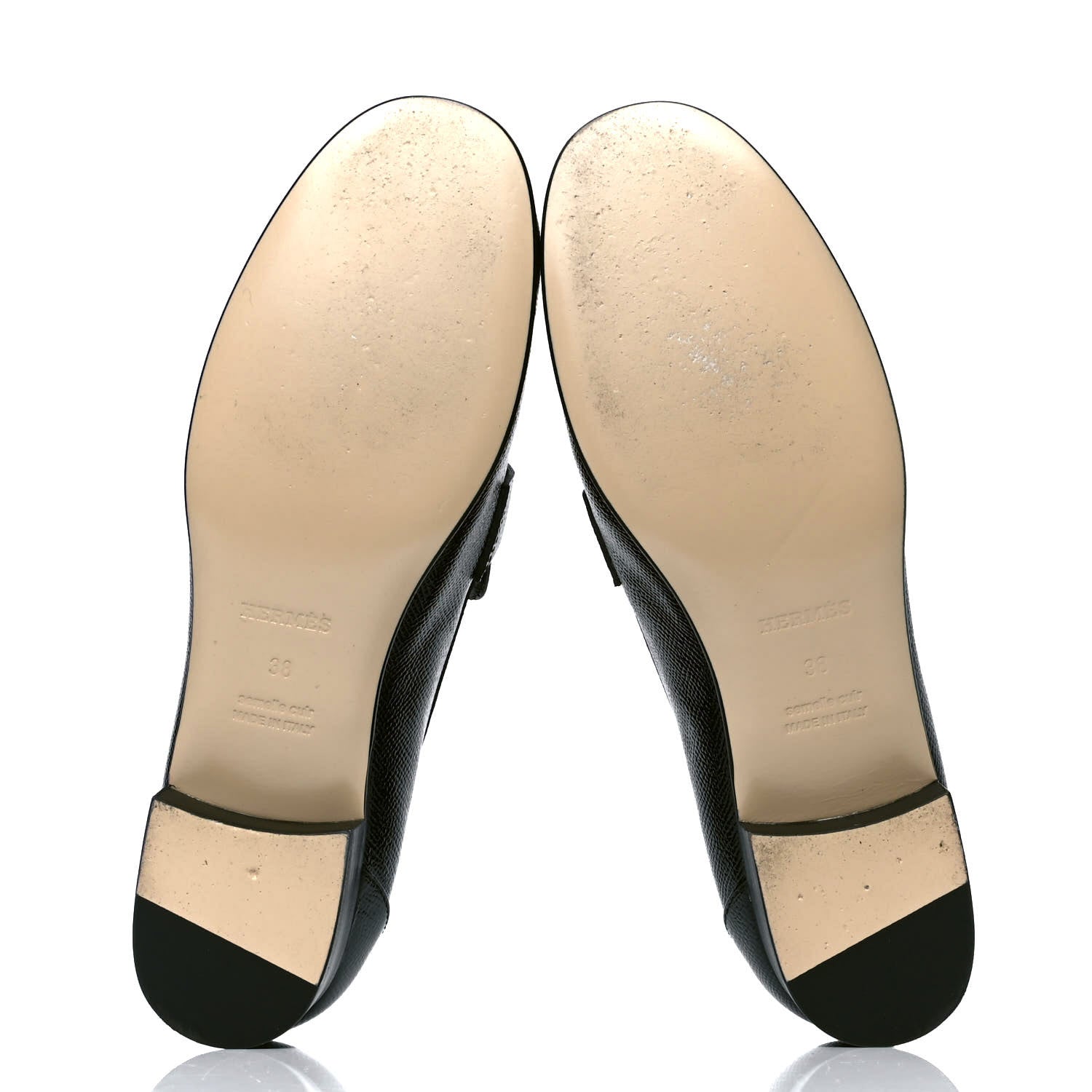 Hermes Patent Epsom Womens Kelly Loafers 38 Black 4 of 6
